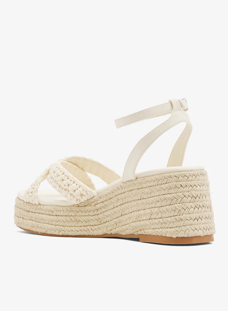 GLAMOROUS  Wide Fit Beige Platform Wedge Sandals for Women | Best Price UAE